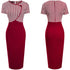 Houndstooth Stitching Commuter Slim Bag Hip Pencil Skirt - ROUTINE FASHION